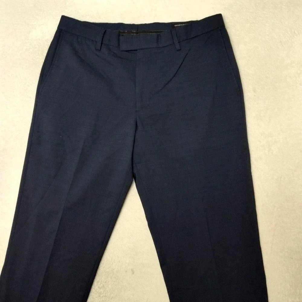 Banana Republic Pants Mens 33x34 Blue Slim Flat Front Dress Marzotto Wool Suit